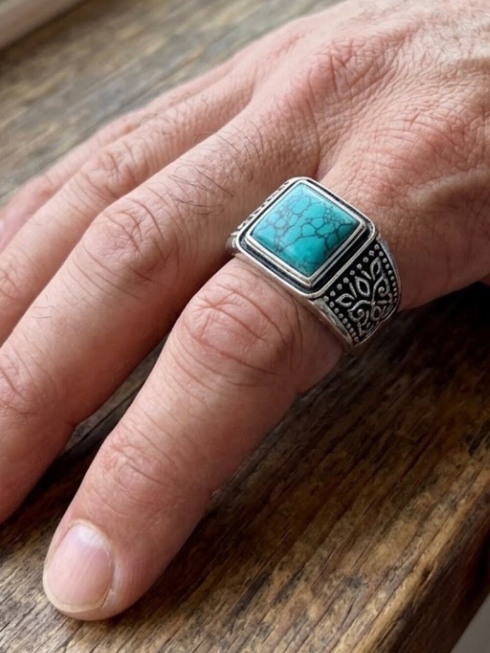 Sterling Silver Turquoise Square Statement Ring